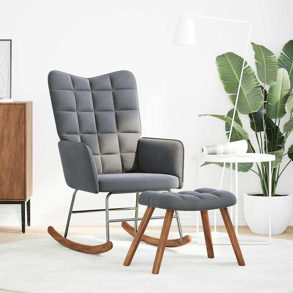 gyngestol med skammel mørkegrå fløjl