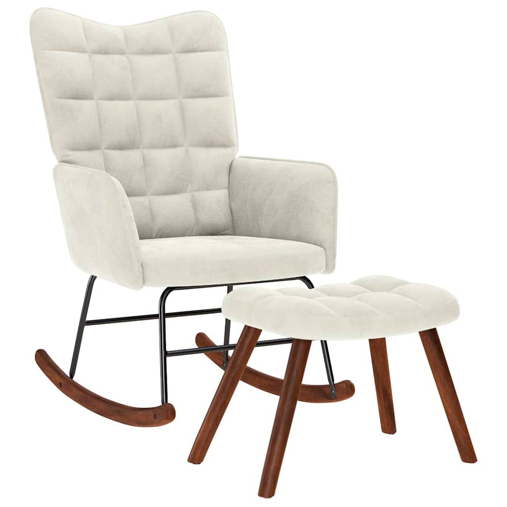 gyngestol med skammel cremefarvet fløjl