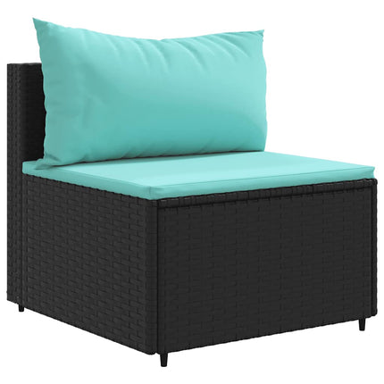loungesæt til haven 7 dele med hynder polyrattan sort