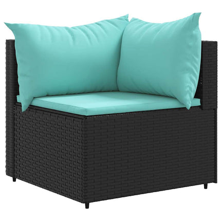 loungesæt til haven 7 dele med hynder polyrattan sort