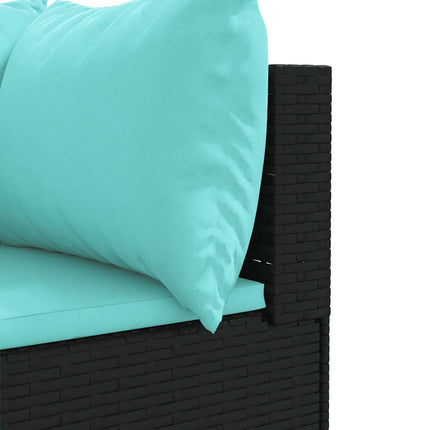 loungesæt til haven 7 dele med hynder polyrattan sort
