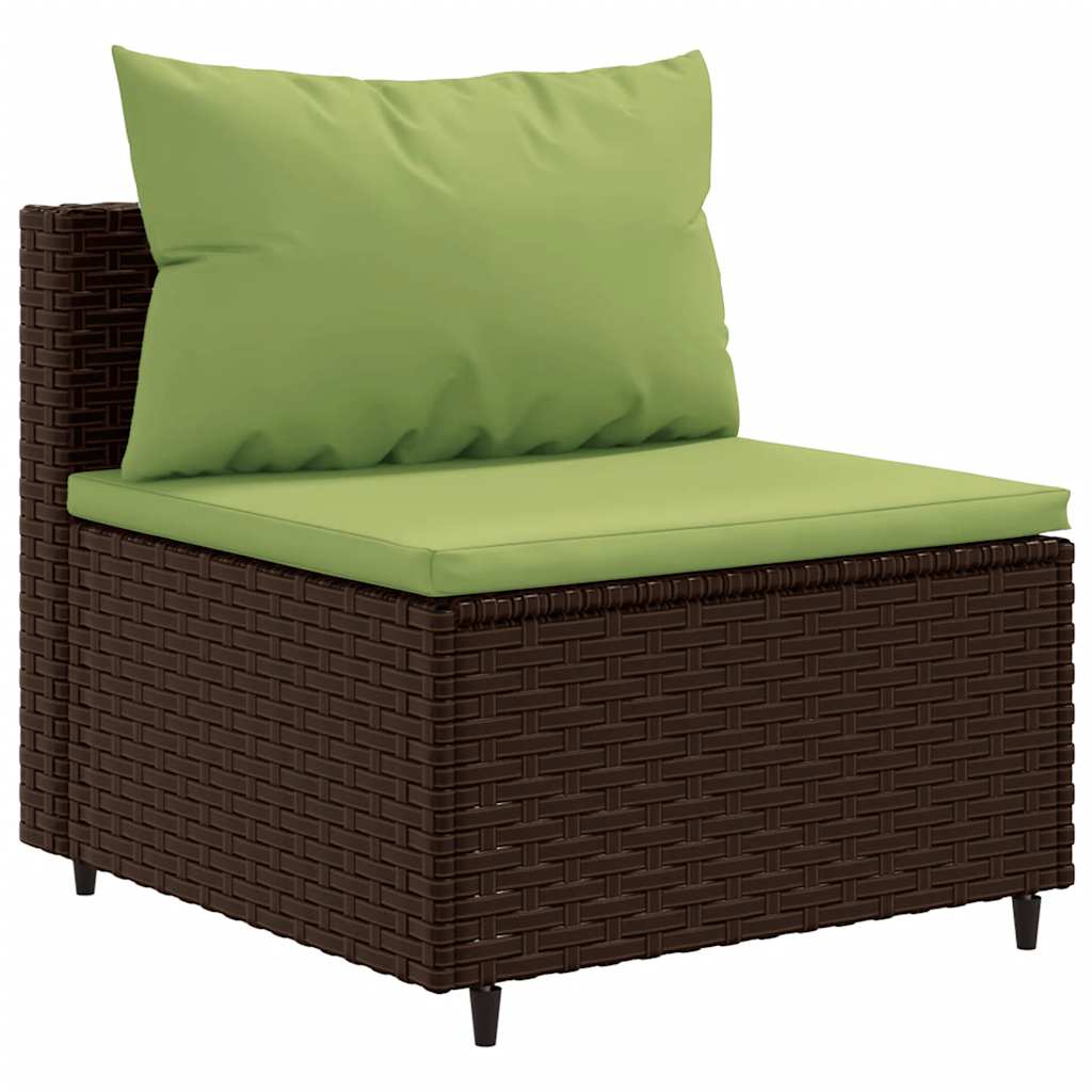 loungesæt til haven 6 dele med hynder polyrattan brun