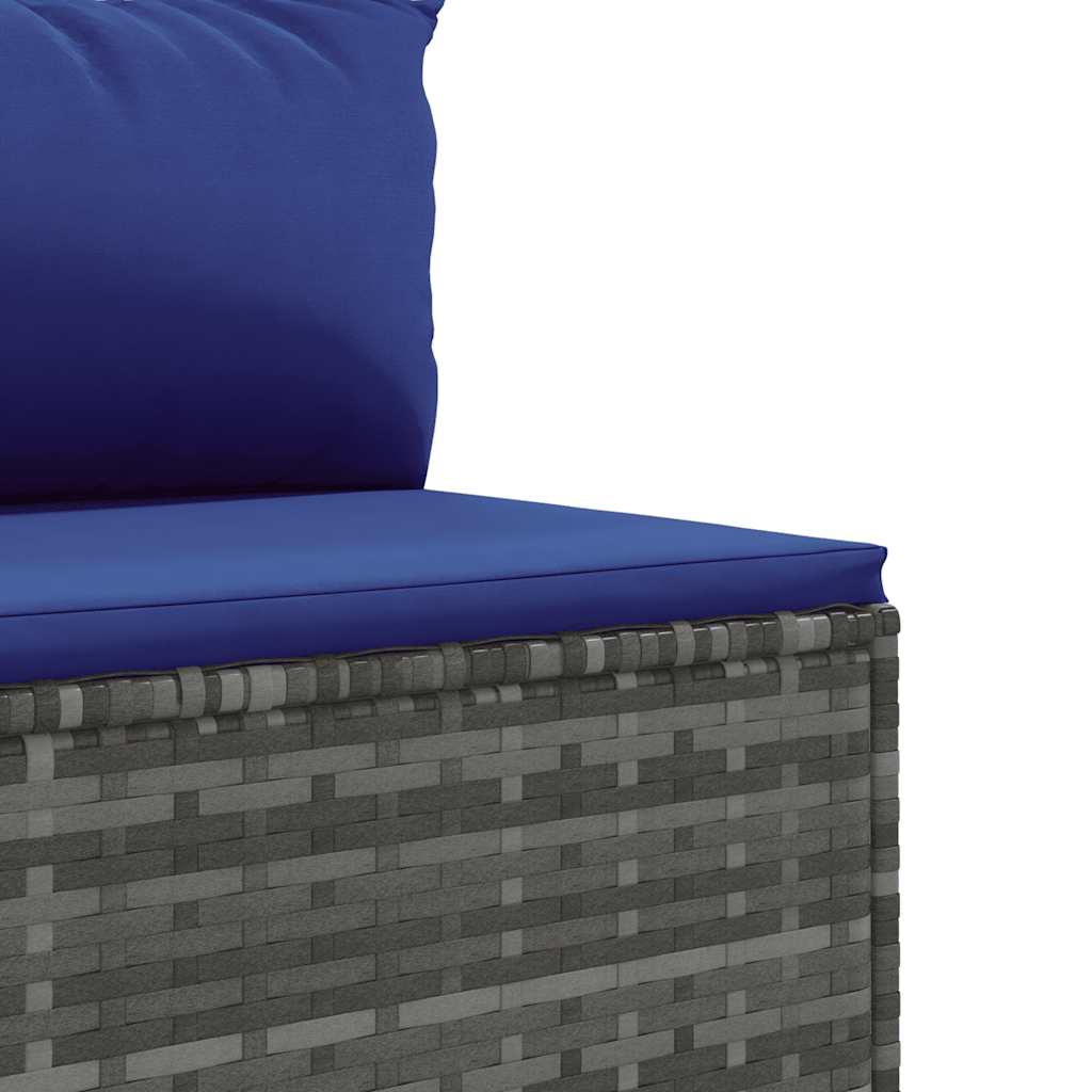 loungesæt til haven 6 dele med hynder polyrattan grå