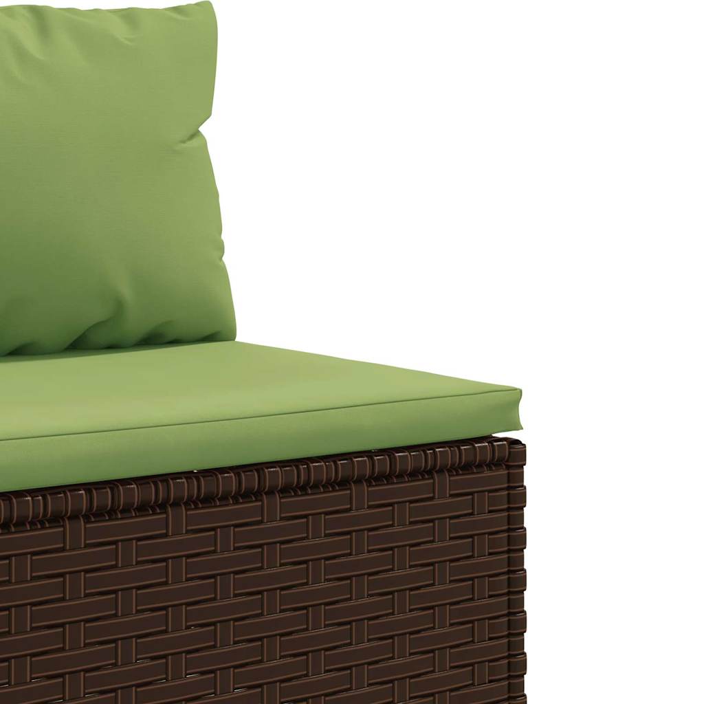 loungesæt til haven 5 dele med hynder polyrattan brun