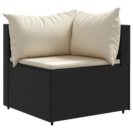 loungesæt til haven 7 dele med hynder polyrattan sort