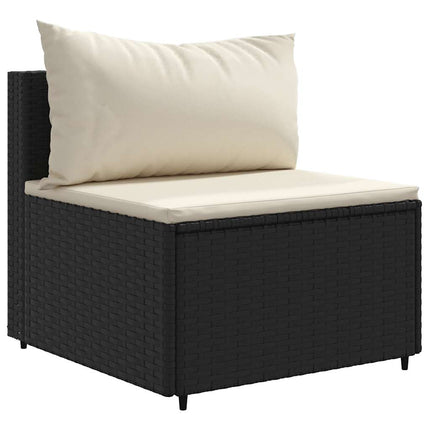 loungesæt til haven 7 dele med hynder polyrattan sort