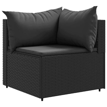 loungesæt til haven 7 dele med hynder polyrattan sort