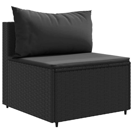 loungesæt til haven 7 dele med hynder polyrattan sort