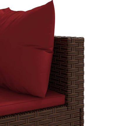 loungesæt til haven 8 dele med hynder polyrattan brun