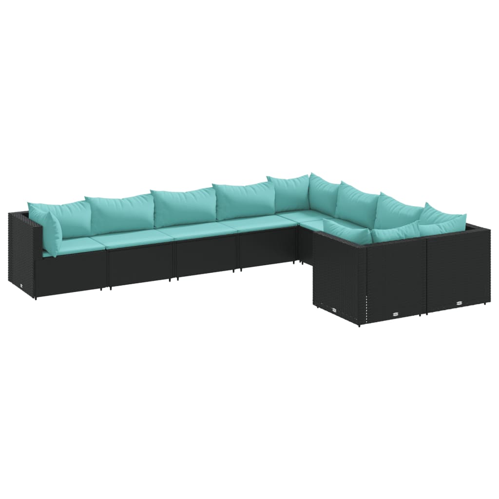 sofasæt til haven 9 dele med hynder polyrattan sort
