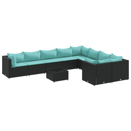 sofasæt til haven 10 dele med hynder polyrattan sort