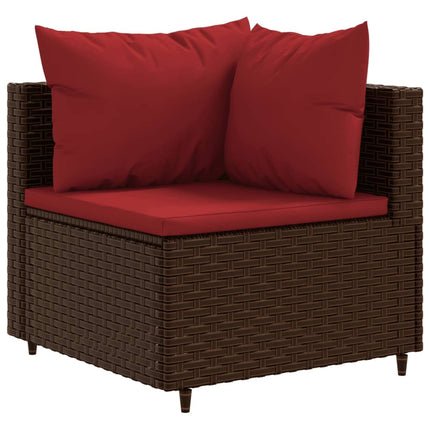 sofasæt til haven 10 dele med hynder polyrattan brun