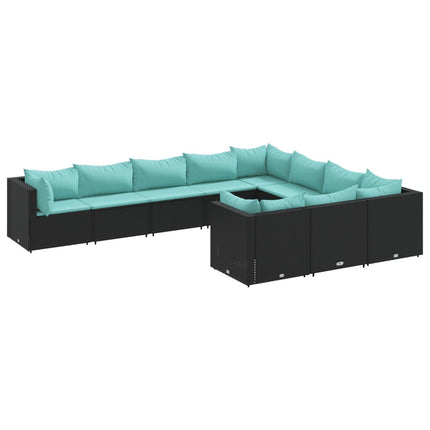 sofasæt til haven 10 dele med hynder polyrattan sort