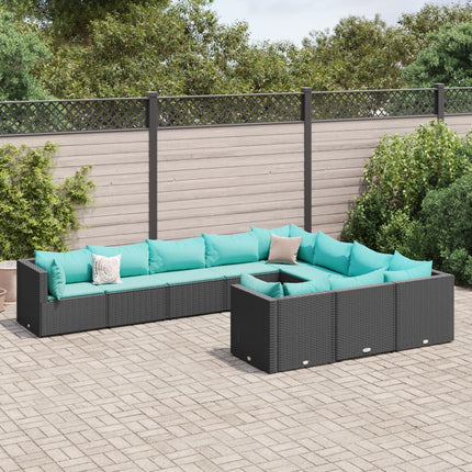 sofasæt til haven 10 dele med hynder polyrattan sort