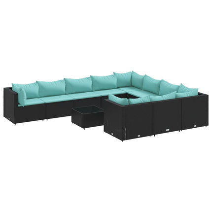 sofasæt til haven 11 dele med hynder polyrattan sort