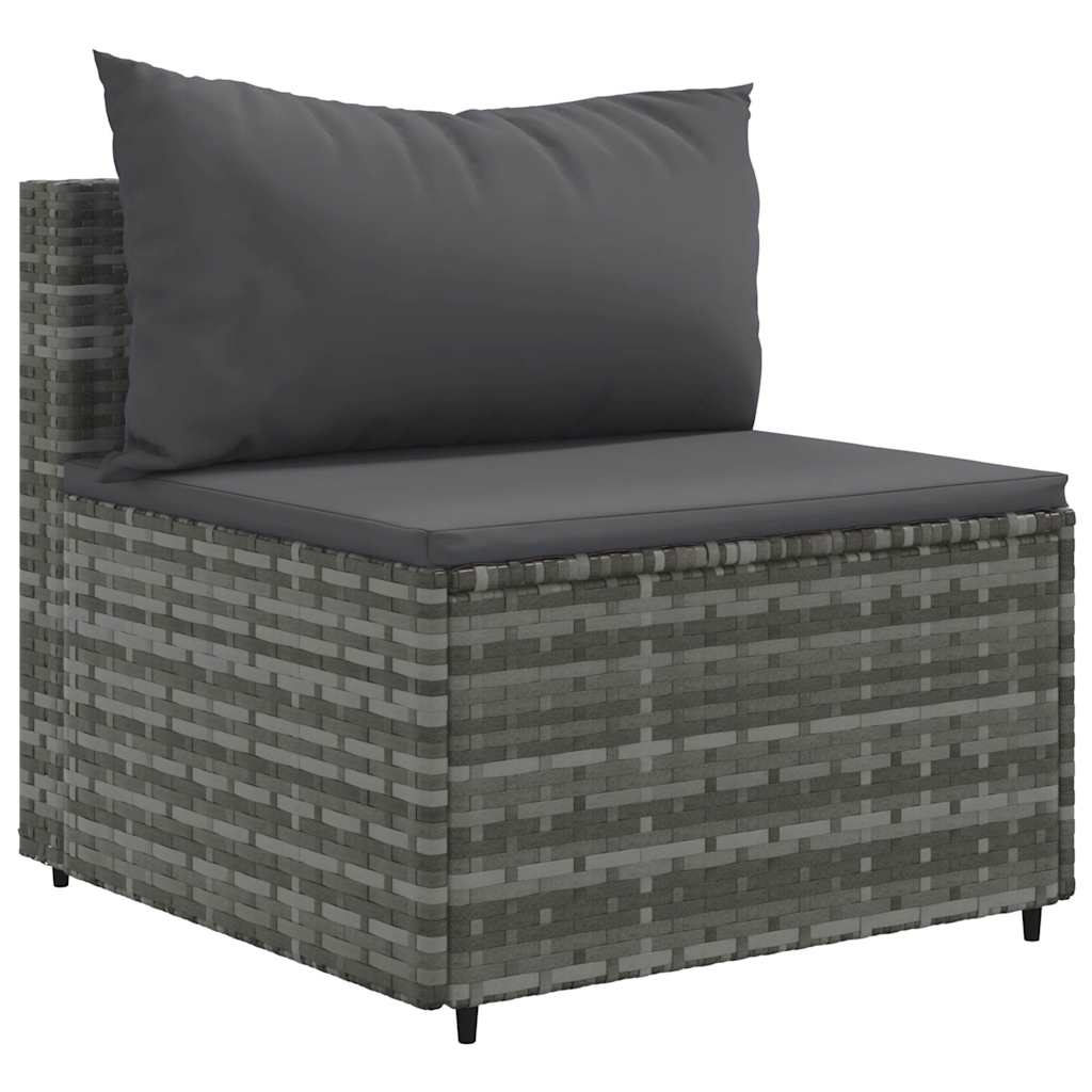 sofasæt 5 dele med hynder polyrattan grå