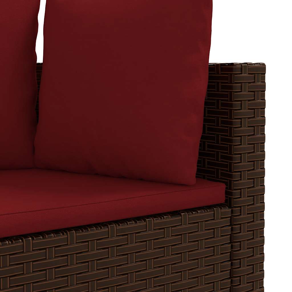 sofasæt til haven 5 dele med hynder polyrattan brun