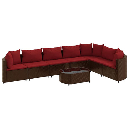 sofasæt til haven 8 dele med hynder polyrattan brun