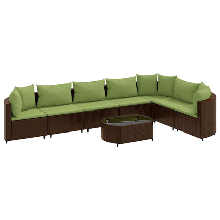 sofasæt til haven 8 dele med hynder polyrattan brun