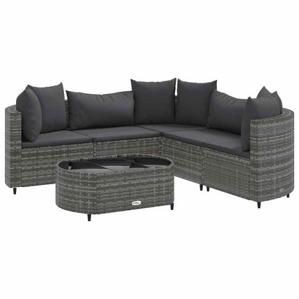 sofasæt til haven 6 dele med hynder polyrattan grå