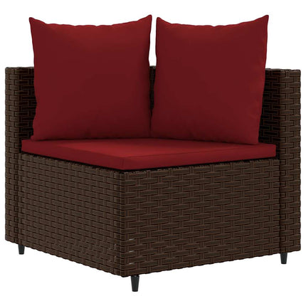 sofasæt til haven 6 dele med hynder polyrattan brun