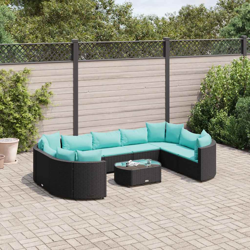 sofasæt til haven 10 dele med hynder polyrattan sort