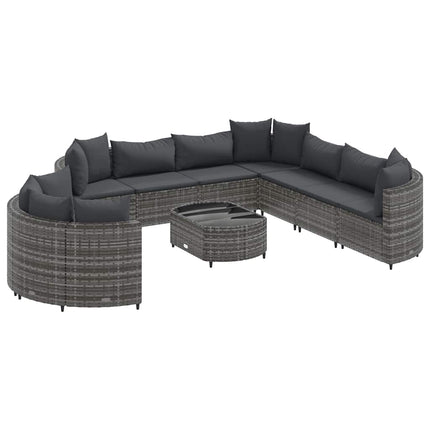 sofasæt til haven 10 dele med hynder polyrattan grå