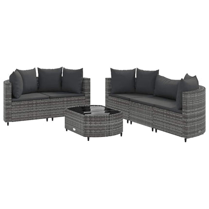sofasæt til haven 6 dele med hynder polyrattan grå