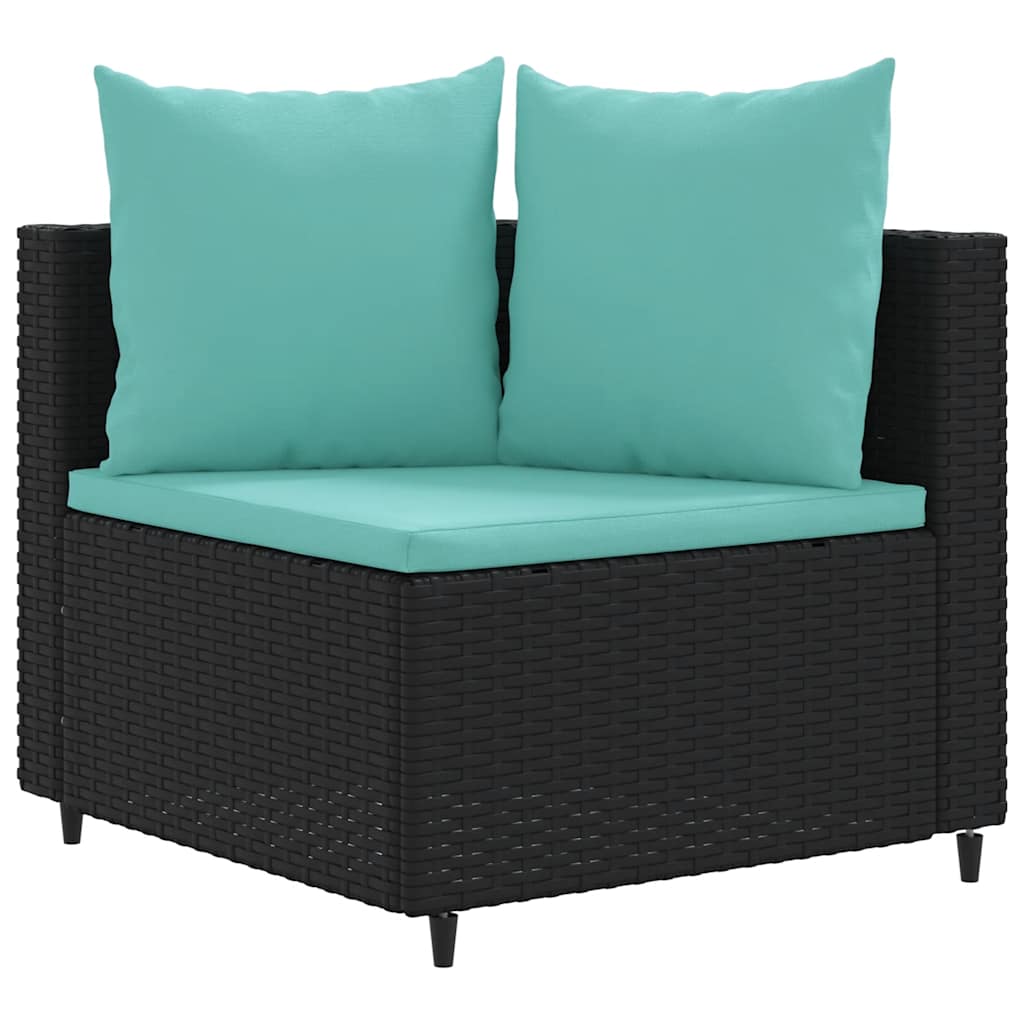sofasæt til haven 6 dele med hynder polyrattan sort
