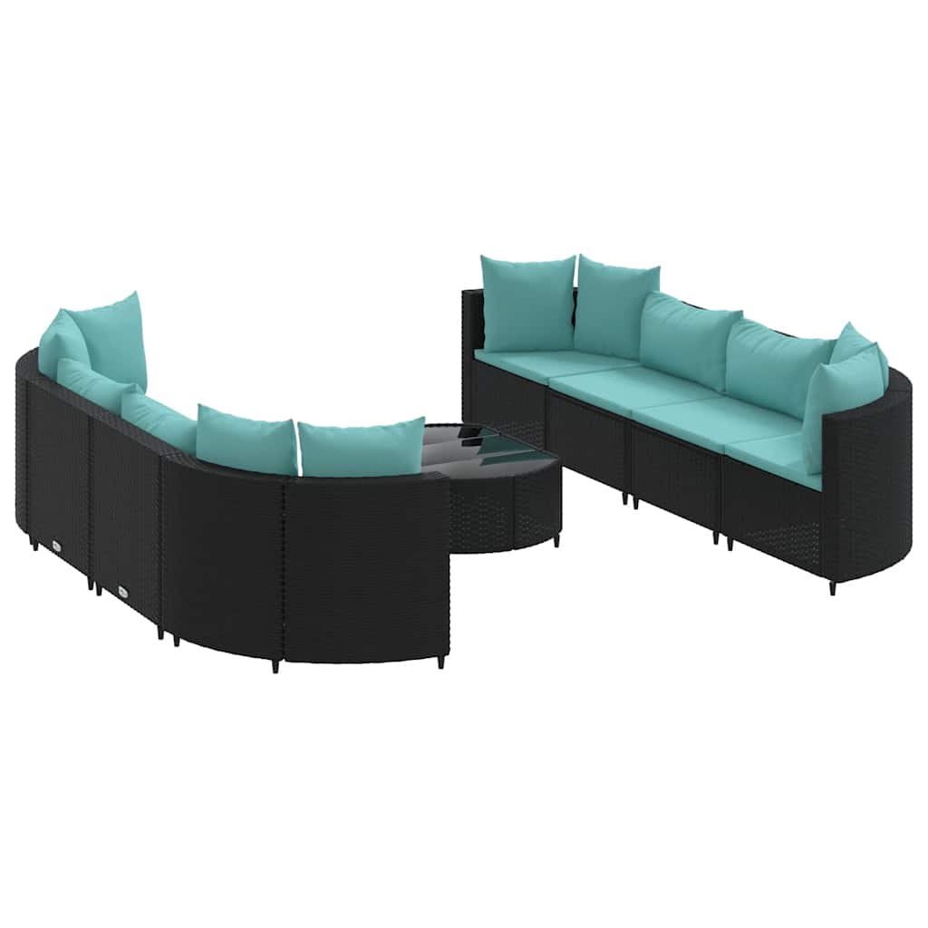 sofasæt til haven 9 dele med hynder polyrattan sort