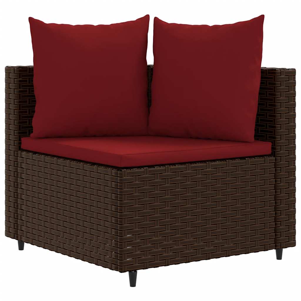 sofasæt til haven 7 dele med hynder polyrattan brun