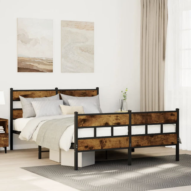 sengeramme uden madras 150x200 cm metal røget egetræsfarve