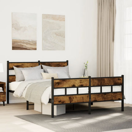 sengeramme uden madras 160x200 cm metal røget egetræsfarve