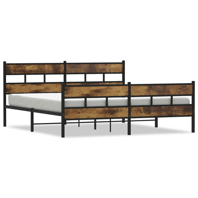 sengeramme uden madras 200x200 cm metal røget egetræsfarve