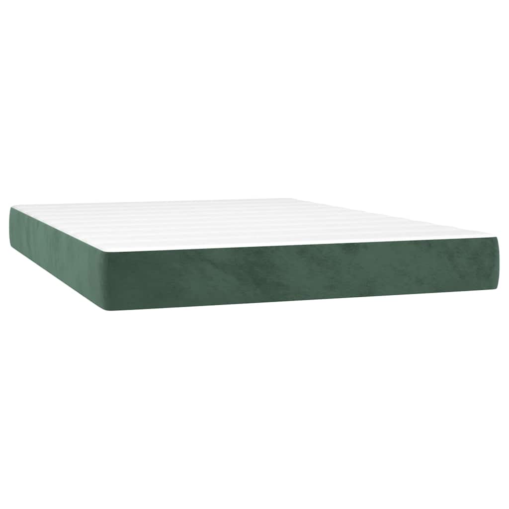 springmadras med pocketfjedre medium 120x210x20 cm fløjl mørkegrøn