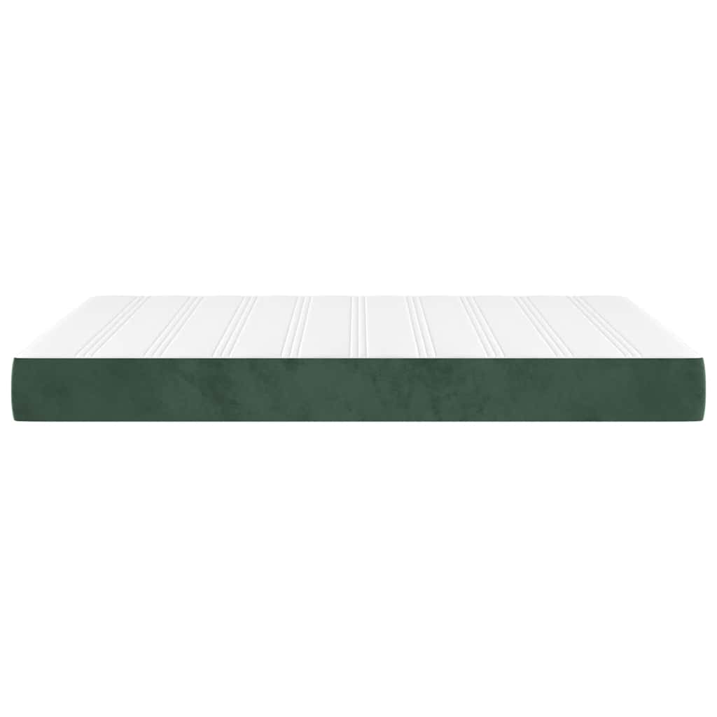 springmadras med pocketfjedre medium 120x210x20 cm fløjl mørkegrøn