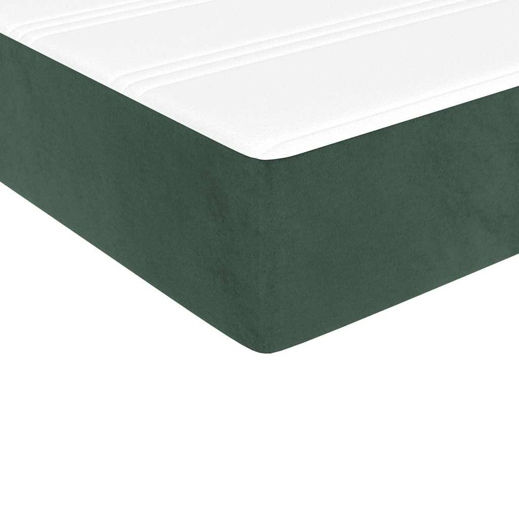 springmadras med pocketfjedre medium 120x210x20 cm fløjl mørkegrøn