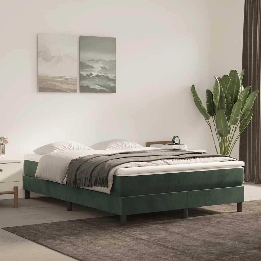 springmadras med pocketfjedre medium 120x210x20 cm fløjl mørkegrøn