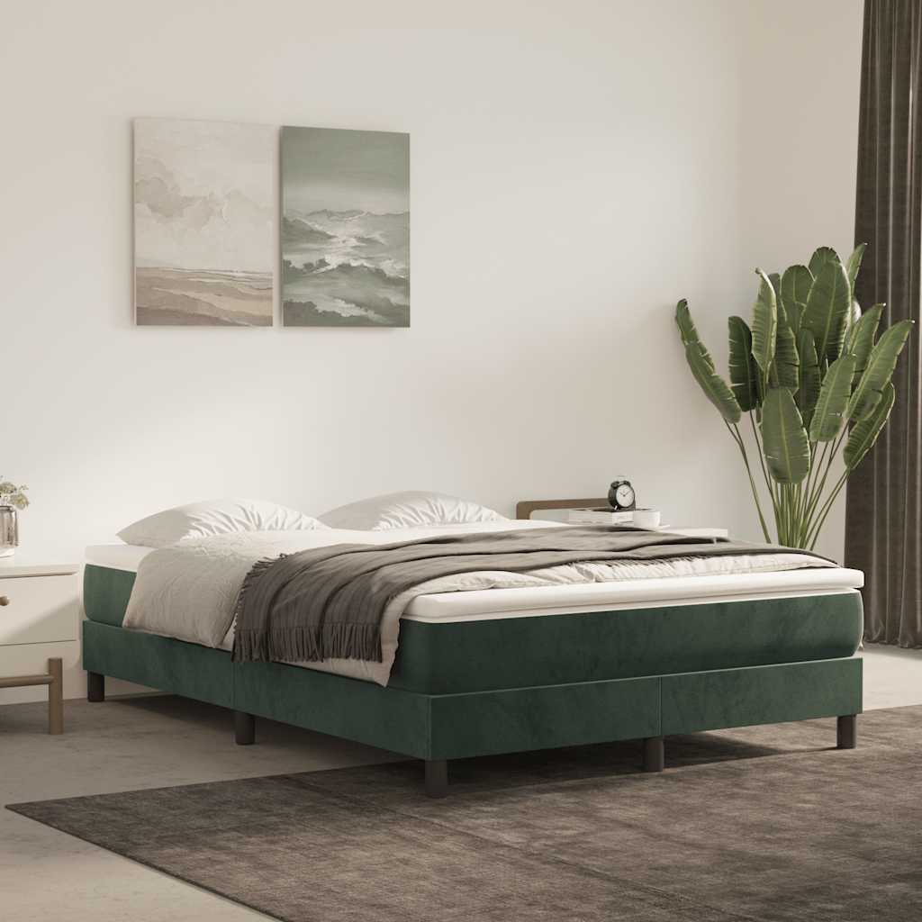 springmadras med pocketfjedre medium 140x210x20 cm fløjl mørkegrøn