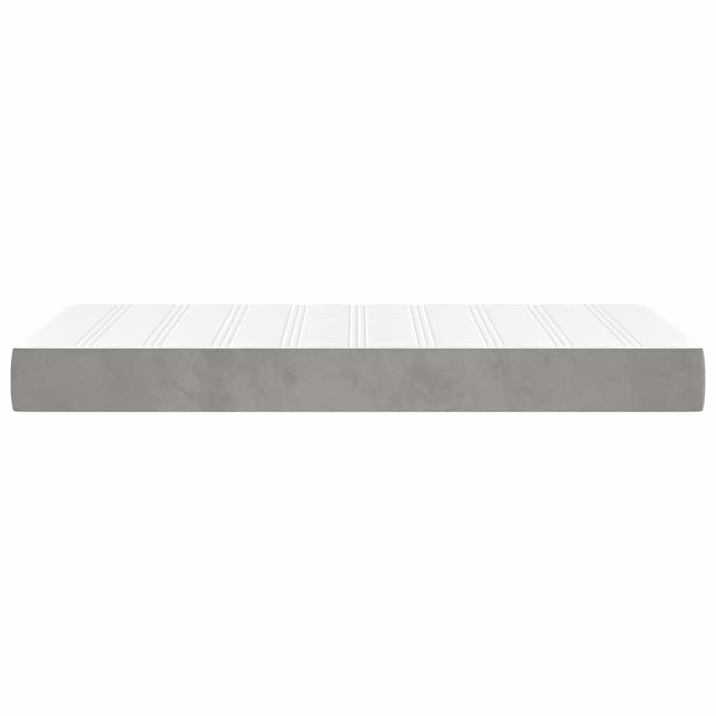 springmadras med pocketfjedre medium 90x220x20 cm fløjl lysegrå