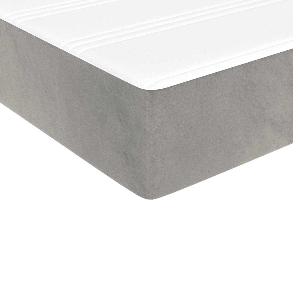 springmadras med pocketfjedre medium 90x220x20 cm fløjl lysegrå