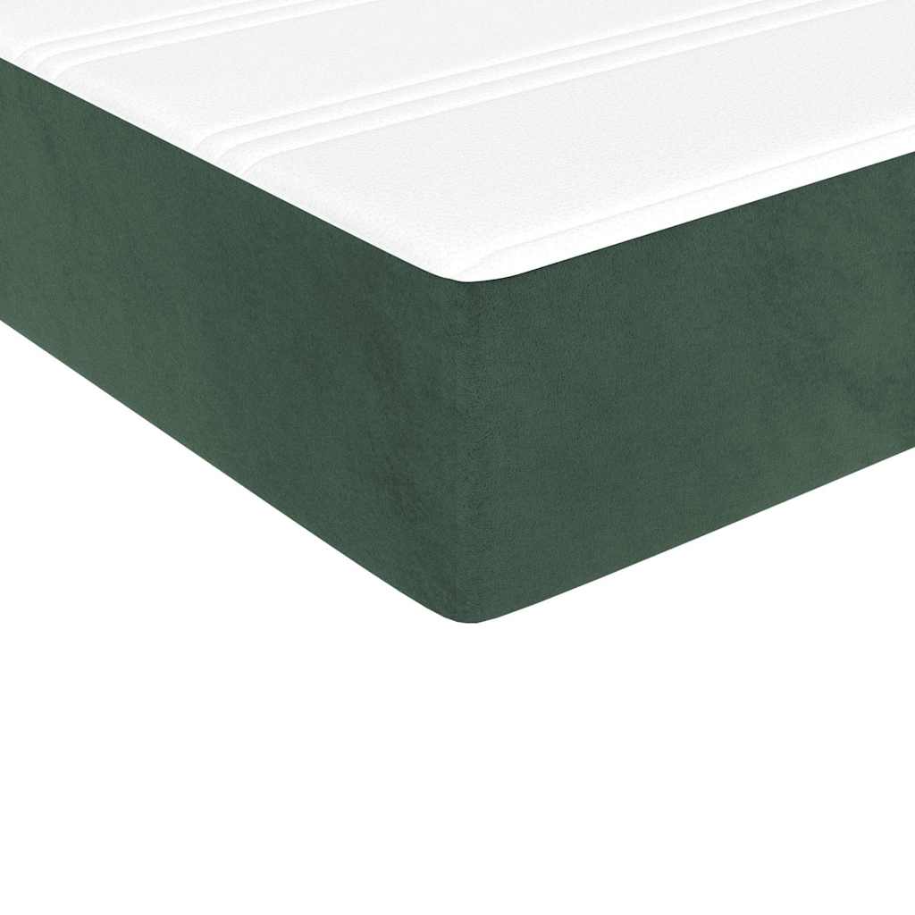 springmadras med pocketfjedre medium 90x220x20 cm fløjl mørkegrøn