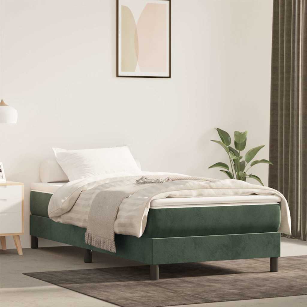 springmadras med pocketfjedre medium 90x220x20 cm fløjl mørkegrøn