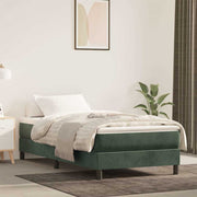 springmadras med pocketfjedre medium 90x220x20 cm fløjl mørkegrøn