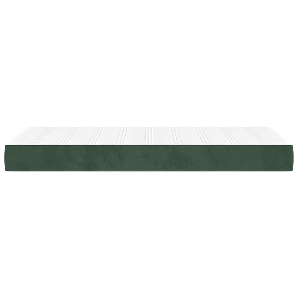 springmadras med pocketfjedre medium 100x220x20 cm fløjl mørkegrøn