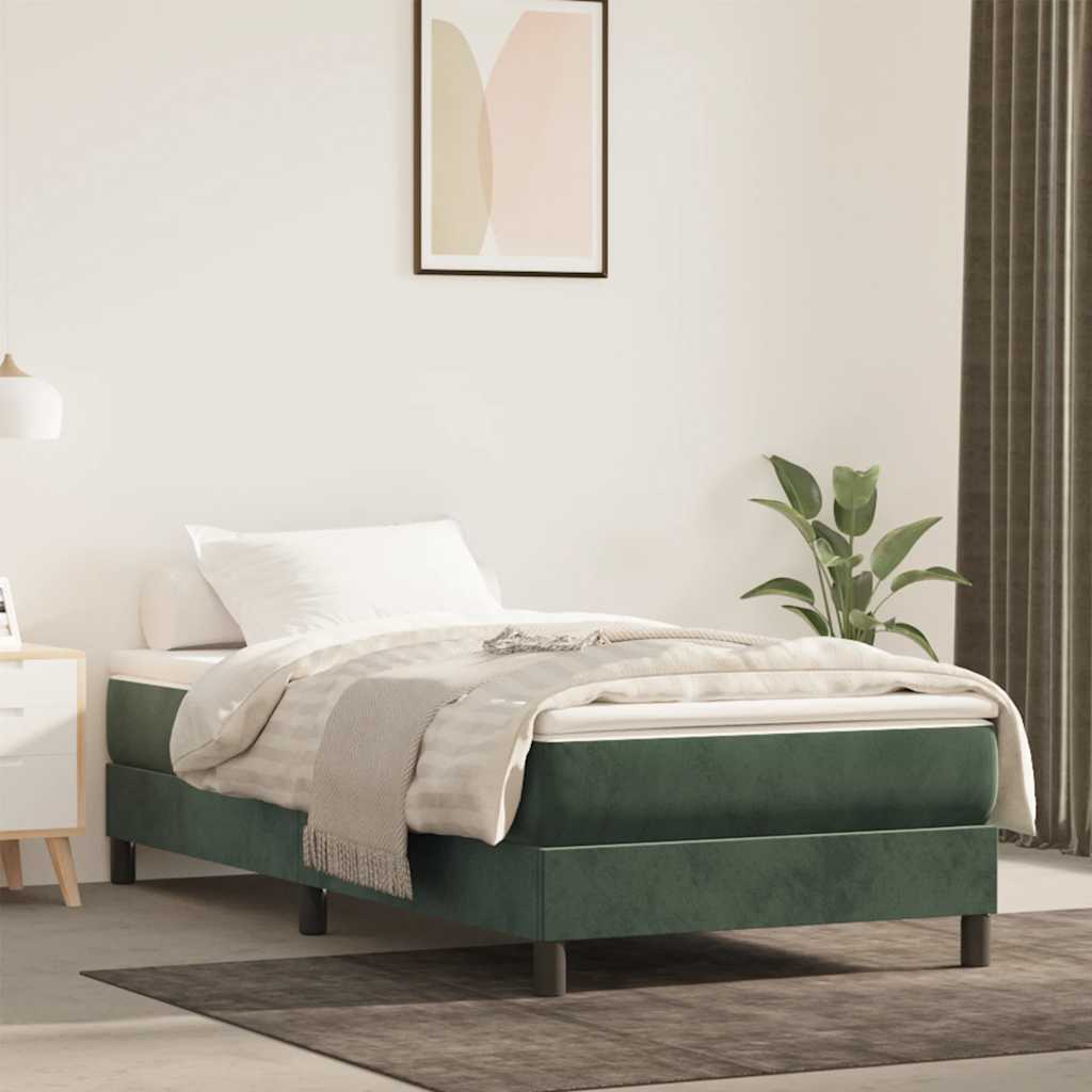 springmadras med pocketfjedre medium 100x220x20 cm fløjl mørkegrøn