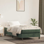 springmadras med pocketfjedre medium 100x220x20 cm fløjl mørkegrøn