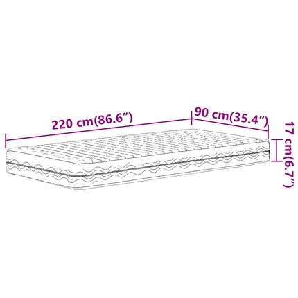 skummadras 90x220 cm hårdhed H2 H3 hvid