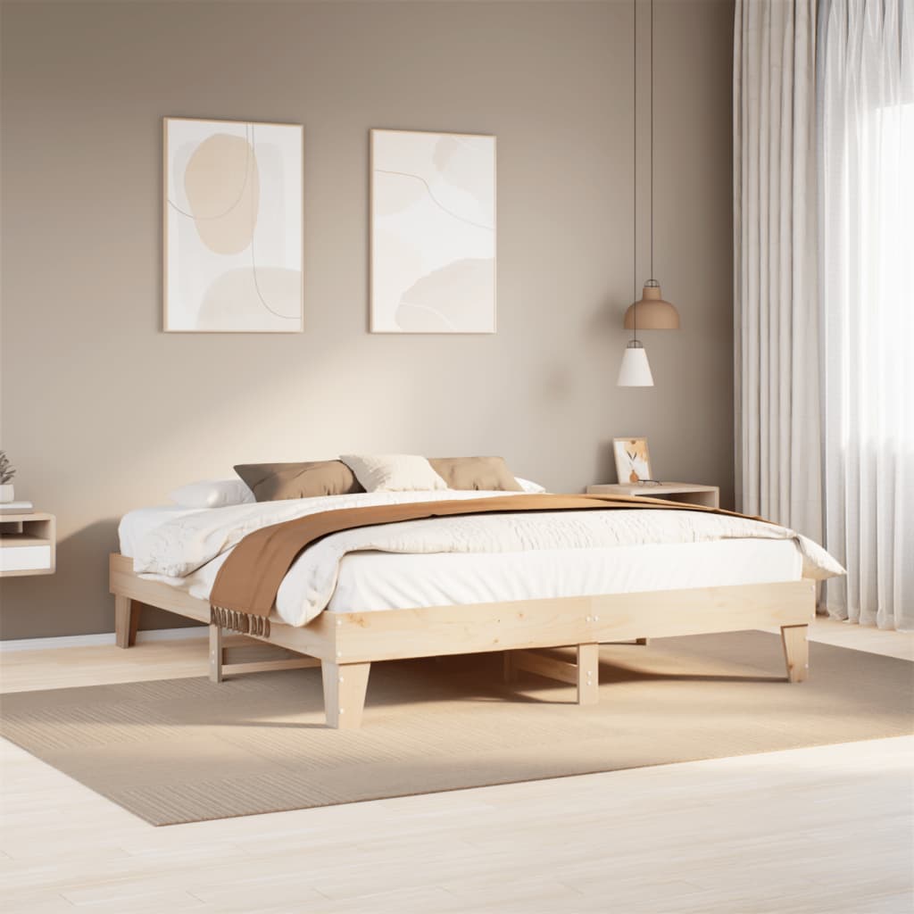 sengeramme uden madras 200x200 cm massivt fyrretræ
