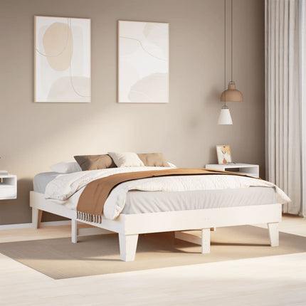 sengeramme uden madras 140x190 cm massivt fyrretræ hvid